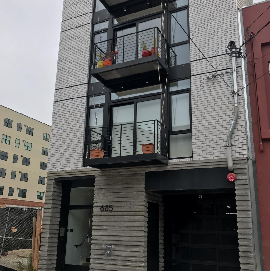 Glazed brick facade